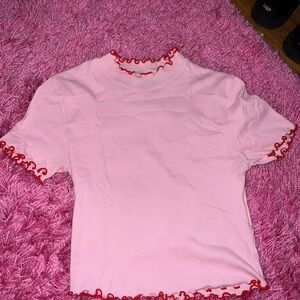 ASOS design Pink Ruffled lettuce hem Women's Top